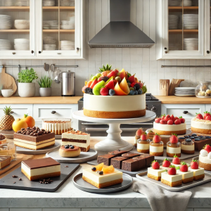 DALL·E 2024-08-31 16.22.48 - A realistic kitchen scene featuring a variety of beautifully prepared healthy pastries and desserts on a modern countertop. The setting includes items